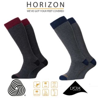 英國HORIZON冬季運動長筒美麗諾羊毛保暖襪(2雙入)HO-2360