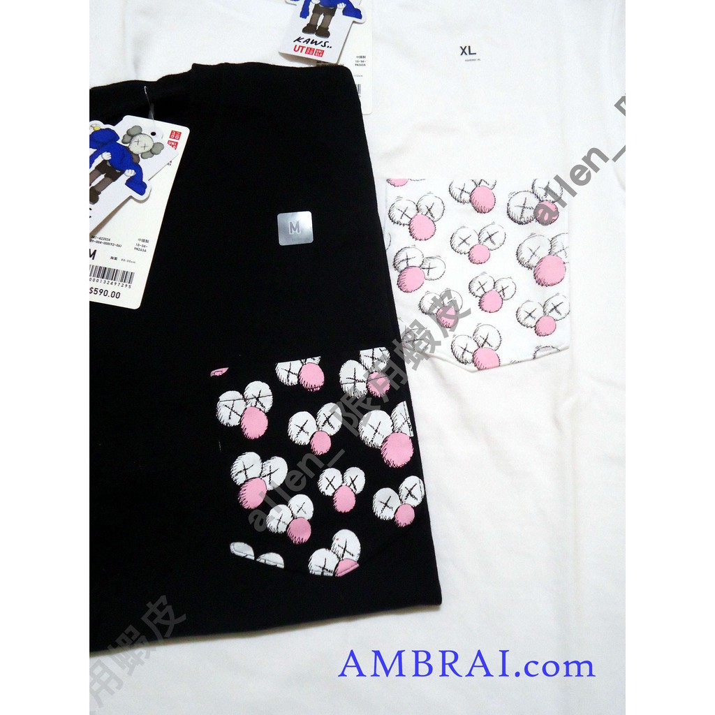 【AMBRAI.com】 UNIQLO ✖️ KAWS 聯名 口袋 粉紅BFF UT Logo 素T 短T Tee T恤