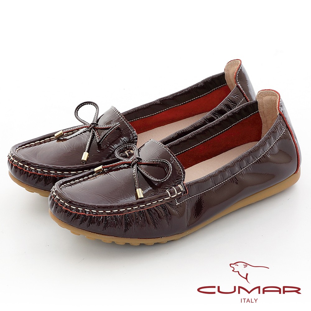 Cumar 極簡生活蝴蝶結裝飾包子平底鞋 紅色 蝦皮購物