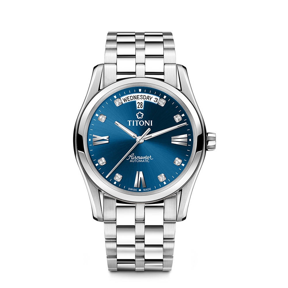 TITONI 梅花 (93808 S-259) 新空中霸王系列 星期天窗 紳士機械腕錶 39mm