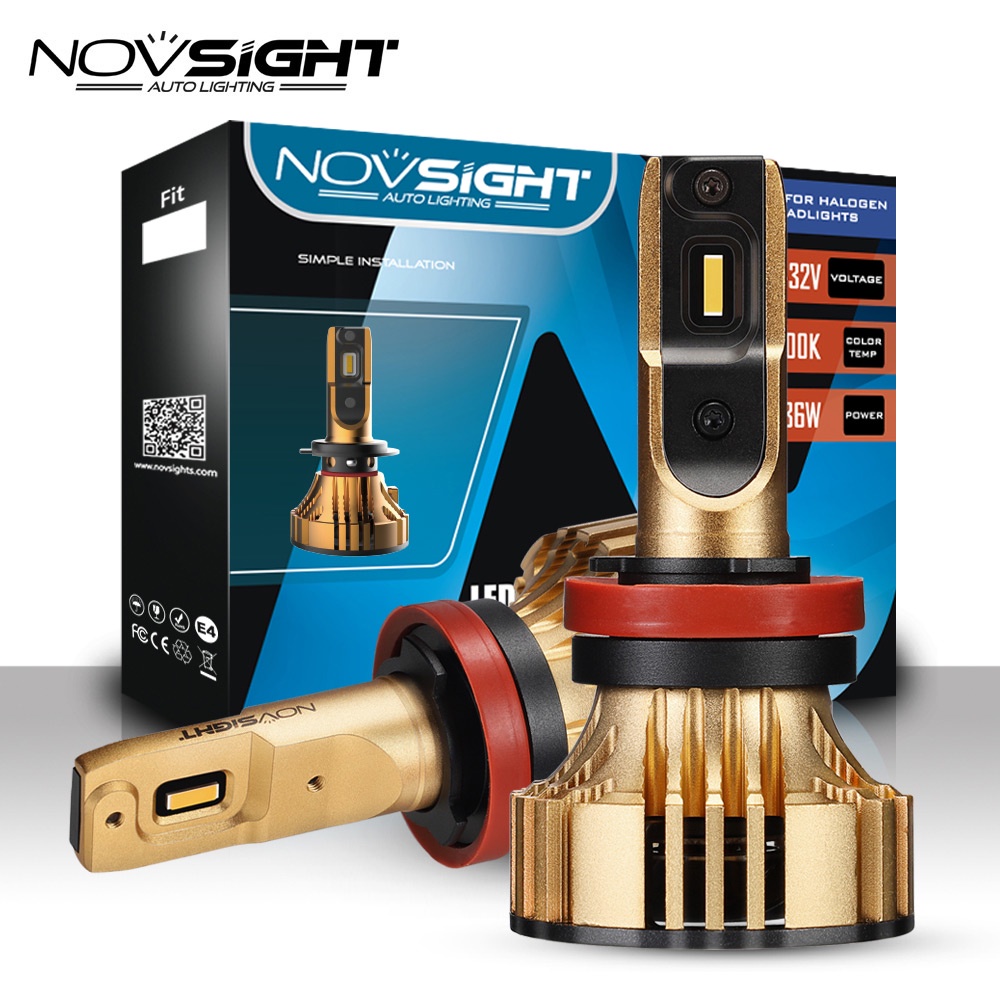 Novsight 3000K H11/H9/H8 黃金光 LED汽車大燈車燈12000LM  72W霧燈