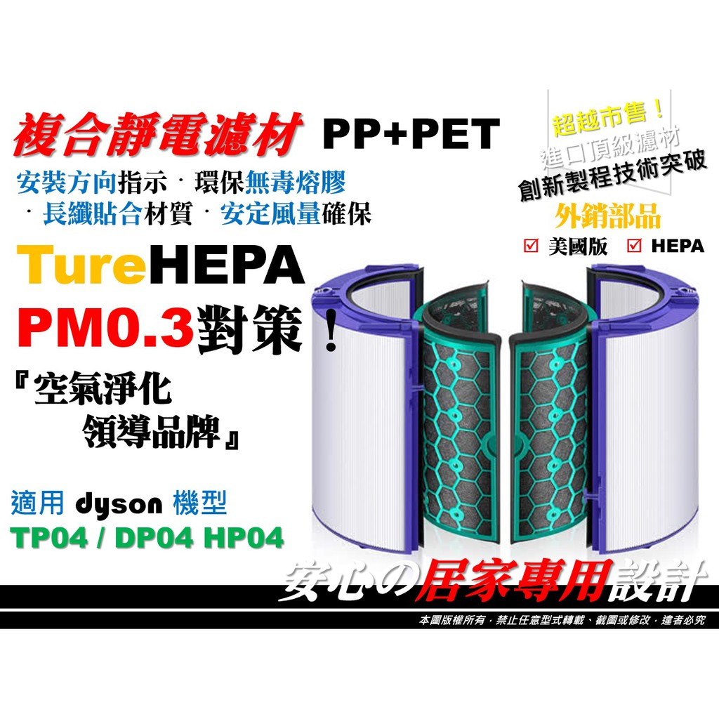 【原廠 同級品】dyson 空氣清淨機 HEPA 濾網 濾心 適用 TP04 DP04 HP04 蜂巢式顆粒 活性碳濾網