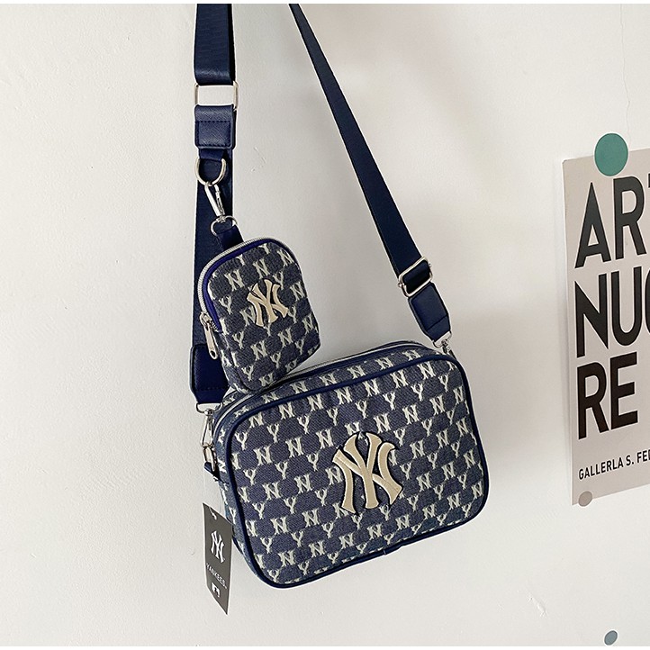 韓國ny牛仔布斜挎包老花相機包子母單肩挎包男女百搭斜挎小方包日系單肩包 蝦皮購物
