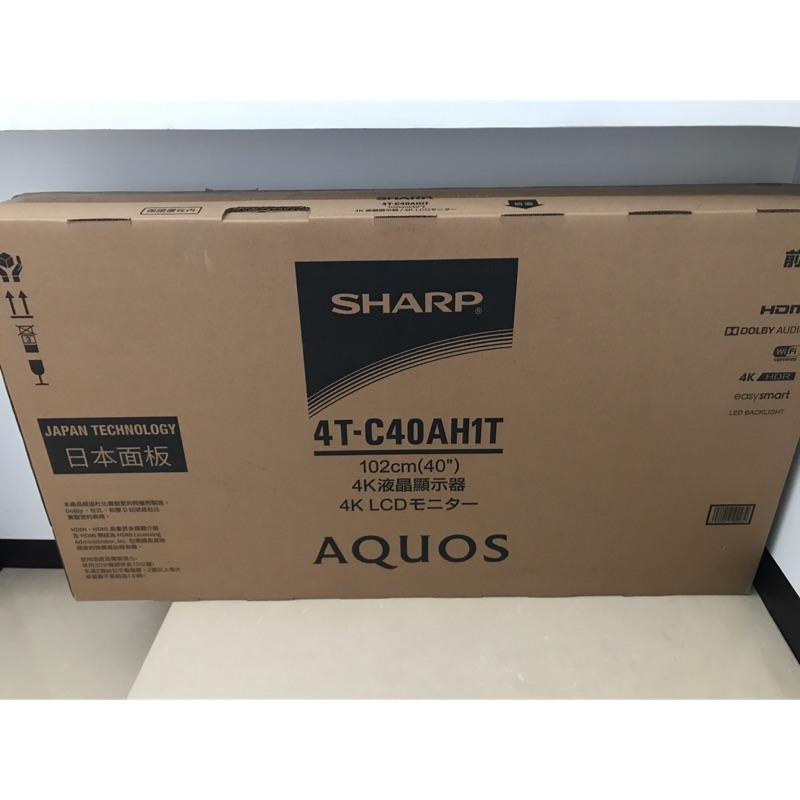【SHARP 夏普】40吋4K智慧連網液晶顯示器+視訊盒 4T-C40AH1T（全新未拆）