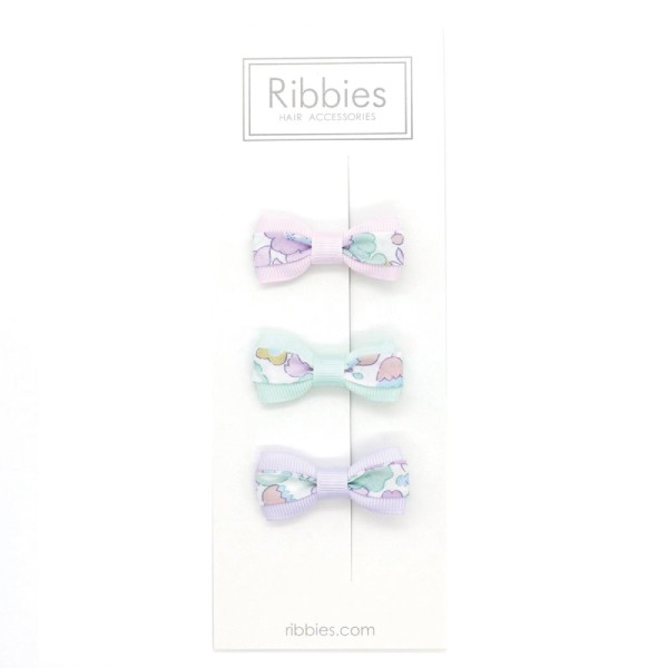 英國 Ribbies 雙色緞帶蝴蝶結|髮飾|髮夾3入組-BETSY CELADON【麗兒采家】