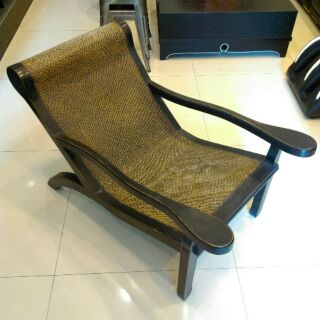 二手 古董木製仿編織藤椅 躺椅