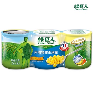 綠巨人天然特甜玉米粒198g克 x 3【家樂福】