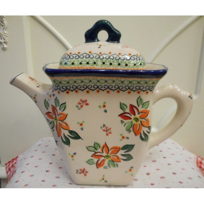 ~~凡爾賽生活精品~~全新波蘭進口彩繪百合花造型大花茶壺
