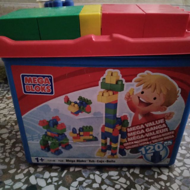 二手mega Bloks 積木箱裝約190片送車子積木一個 蝦皮購物
