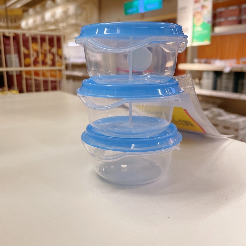 ikea 保鮮盒 醬料盒  PRUTA  3個 透明色/藍色