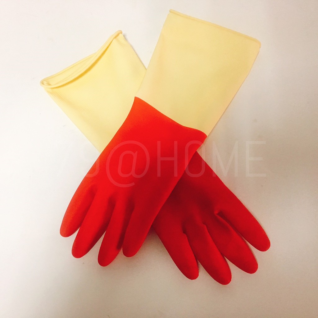 【79家庭生活百貨】康乃馨橡膠手套1盒12雙 7-1/2 8 8-1/2 紅白雙色橡膠工作手套 家庭用橡膠手套 防水手套