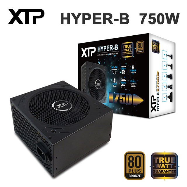 【XTP】HYPER-B 80Plus銅牌 750W 足瓦保證 (DC To DC線路設計) 電源供應器 2年保固