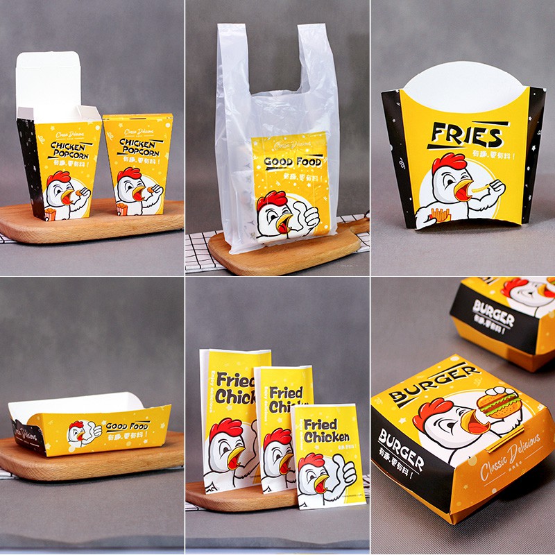 韓式炸雞打包盒子 外賣包裝全雞紙盒 漢堡盒 雞排紙袋薯條雞米花定制