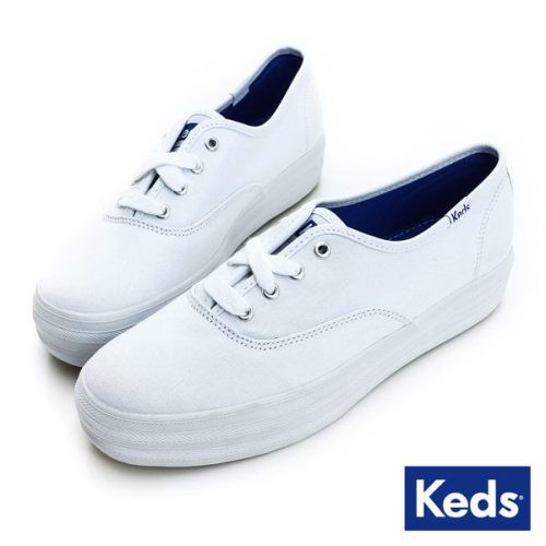 Keds TRIPLE 女款白色經典厚底帆布鞋-NO.KB5591