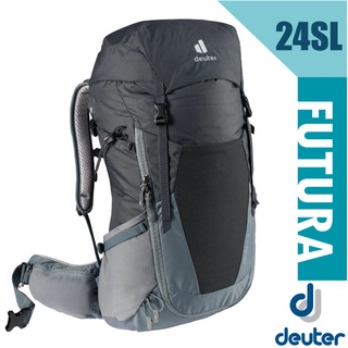 【Deuter】女 款登山背包-網架式 24SL Futura (附原廠背包套) 健行登山背包_黑/水藍_3400521