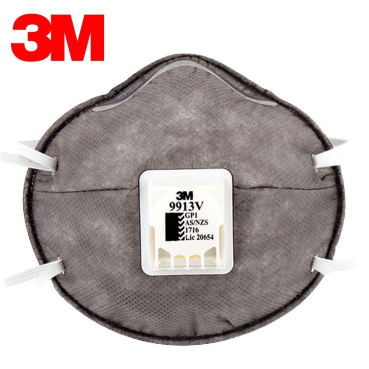 3M 9913V氣閥活性碳口罩 GP1等級 除臭除異味 防微細粉塵 頭戴式 10個/盒