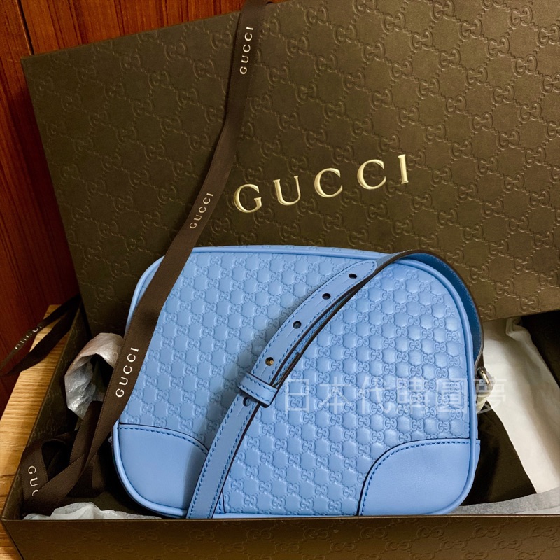 全新 Gucci 牛皮 藍色 淺藍色 水藍色 肩背包 斜背包 小包 WOC 保證真品 正品 GG logo 附背帶 包包