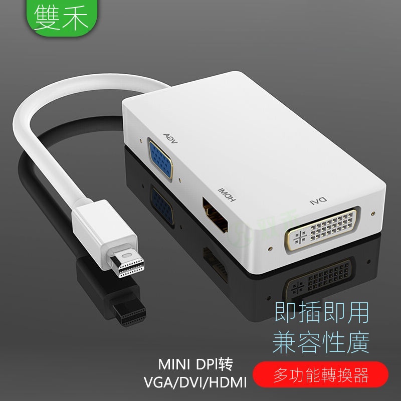 Mini DP轉HDMI/VGA/DVI三合一轉換器 Surface適用於蘋果接投影儀 雷電口 ux85