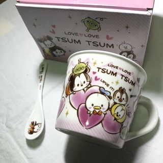 💗迪士尼Disney tsum tsum盒裝陶瓷茶杯湯匙餐具組 維尼米妮小美人魚三眼怪唐老鴨跳跳虎 馬克杯咖啡杯水杯