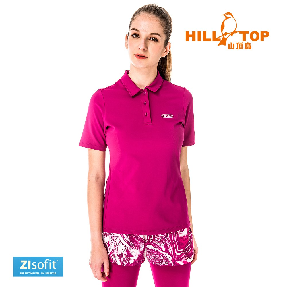 【Hilltop山頂鳥】女款吸濕排汗抗UV彈性POLO衫S14FE1-果醬紫