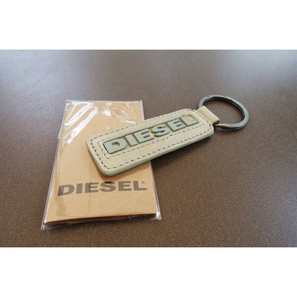 義大利正品 # DIESEL # 淺牛仔刷色質感真皮鑰匙圈