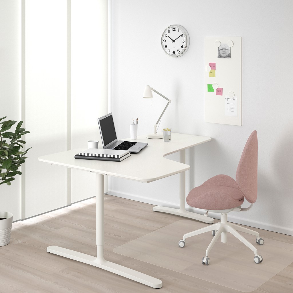 北歐LOFT風格IKEA宜家BEKANT轉角書桌工作桌辦公桌/左側/白色/高度可調/二手八成新/原$7990特$4800