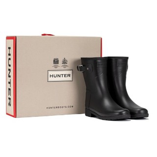 Hunter 女短筒雨靴 Original Refined系列 黑色 女鞋 女靴 #1122956