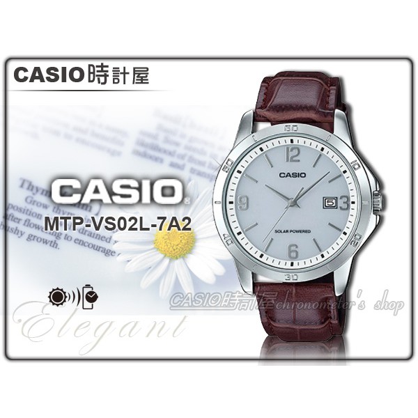 CASIO 時計屋 手錶專賣店 MTP-VS02L-7A2 防水 太陽能 礦物玻璃 皮錶帶 開發票 MTP-VS02L
