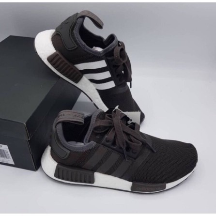 Adidas NMD R1 Boost 三葉草黑白咖啡跑步鞋CQ2412 | 蝦皮購物