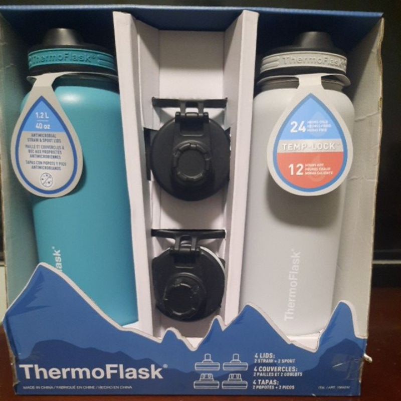 Thermoflask 不鏽鋼水瓶 1.2公升 不鏽鋼保冷瓶兩件組 保熱保冷 保溫瓶 Costco 好市多