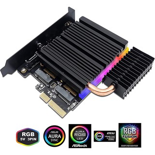 EZDIY-FAB 新 M.2轉接卡支援NVMe和SATA SSD(帶5V ARGB加銅導熱管冷卻系統)