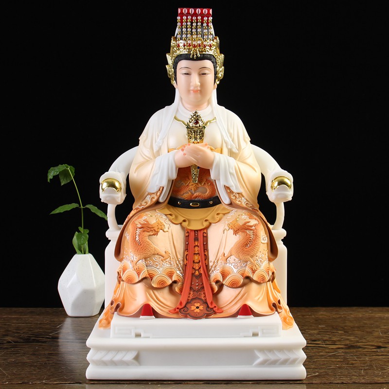漢白玉媽祖神像家用供奉天上圣母天后湄洲海神娘娘道教居家擺件 蝦皮購物