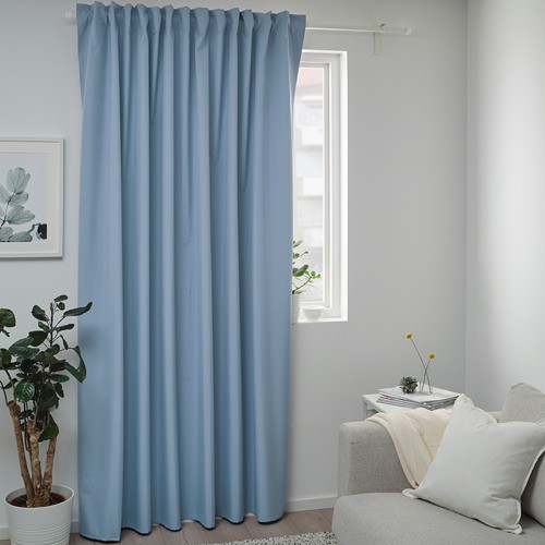 ikea BENGTA 遮光窗簾 1件裝, 藍色  完全遮光窗簾 210x高250