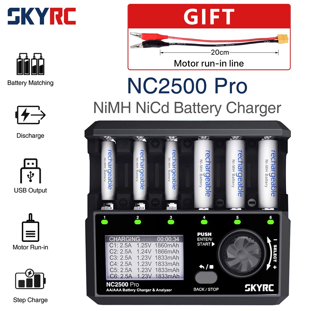 Skyrc NC2500 Pro NiMH NiCd 電池 QC3.0 AA AAA 可充電電池充電器通用 LCD 智能