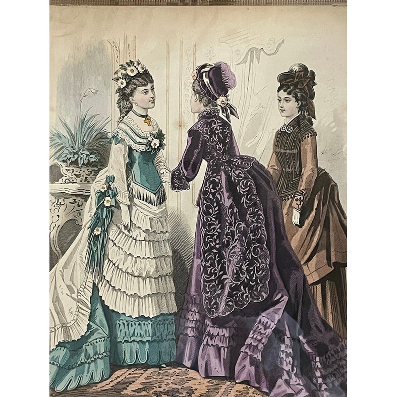 #19世紀 法國1874年百年古董仕女版畫 #122036-5