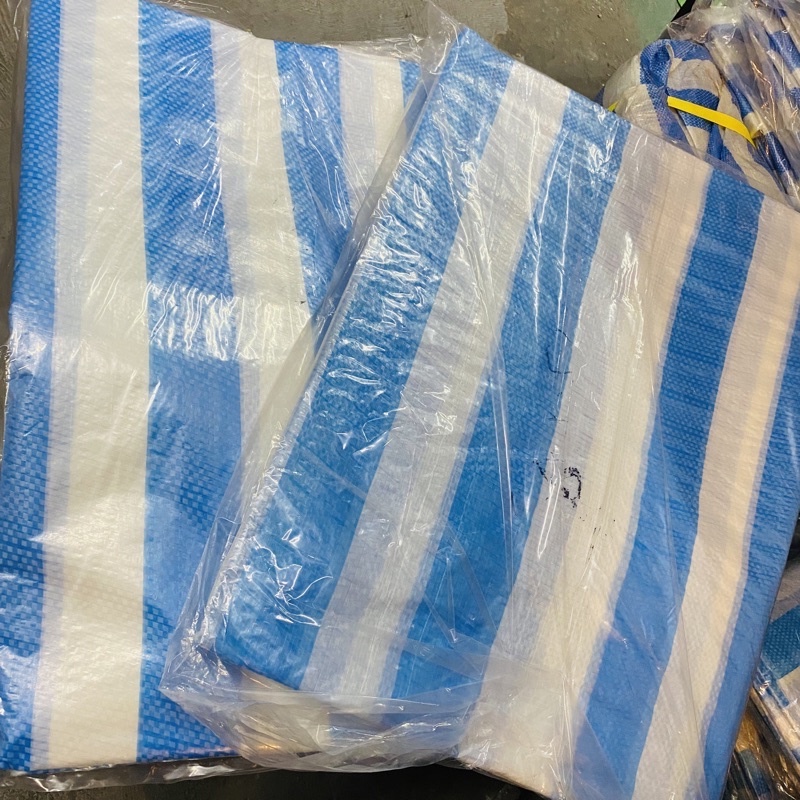 藍白帆布B級薄型 拋棄式級(保護.遮蔽用) 防水帆布 塑膠布 帆布 PE編織帆布 藍白帆布 雨帆