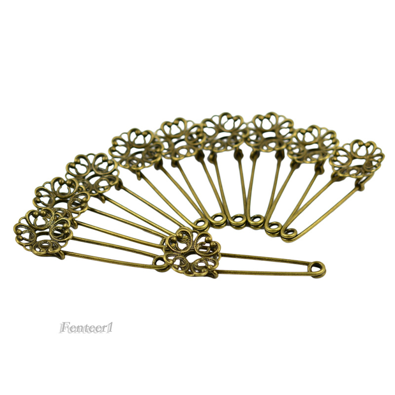 Fenteer1 10pcs胸針別針金絲花diy尋找青銅金屬安全空白 蝦皮購物