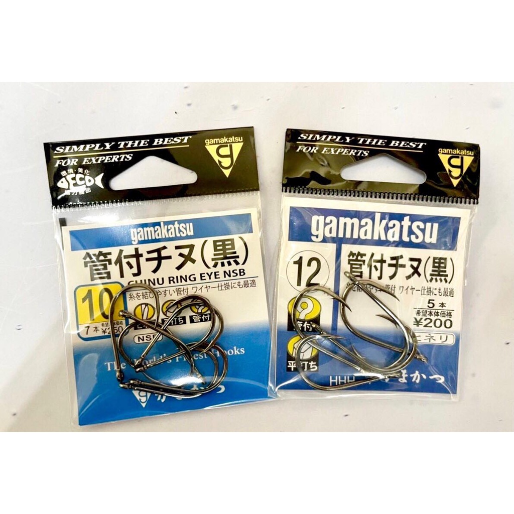 北海岸釣具 日本 GAMAKATSU 管付チヌ &lt;黑&gt; 10號 / 12號 千又鉤 魚鉤 釣魚