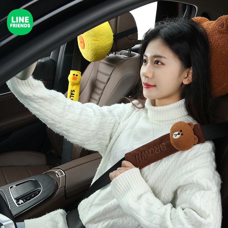LINE FRIENDS熊大兔兔莎莉汽車安全帶護肩套保護套可愛加長車載保險帶
