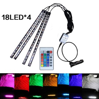 汽車氣氛燈 18SMD USB腳底氛圍燈LED 七彩RGB車內照明裝飾燈