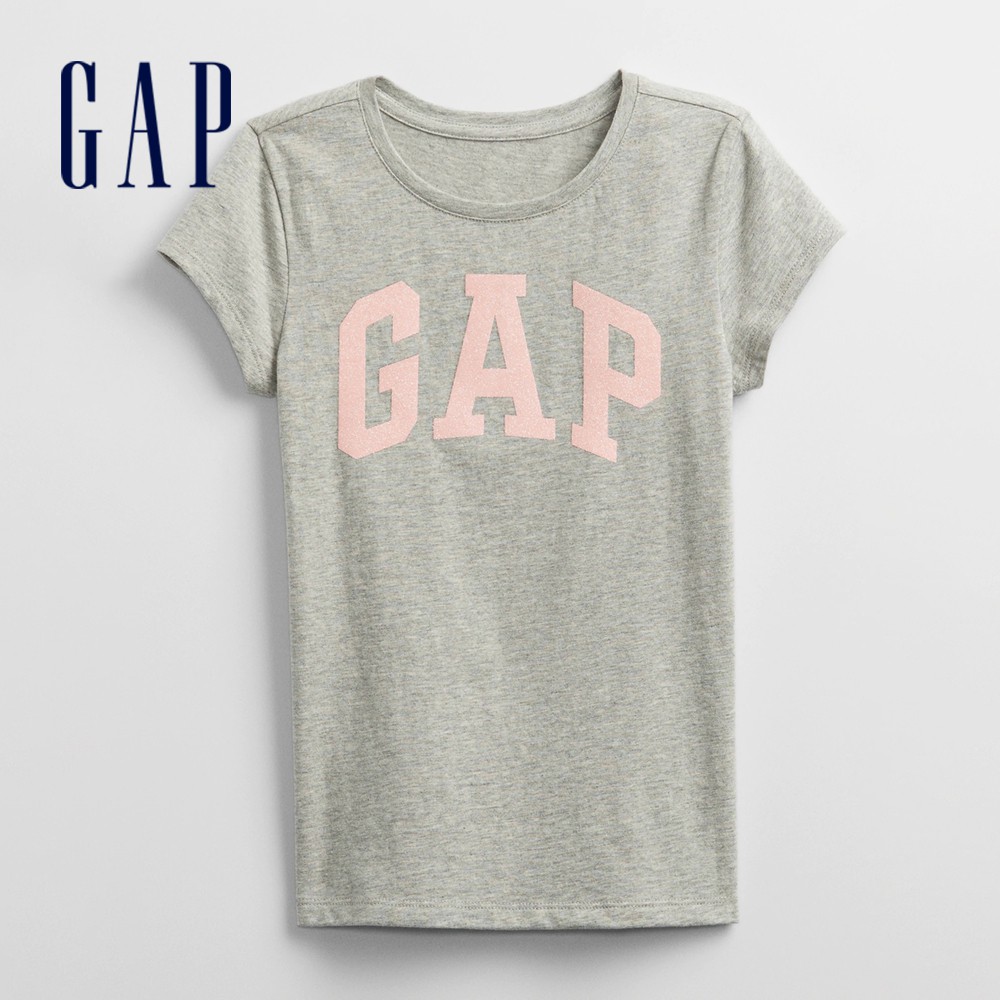 Gap 女童裝 Logo圓領短袖T恤-灰色(764493)