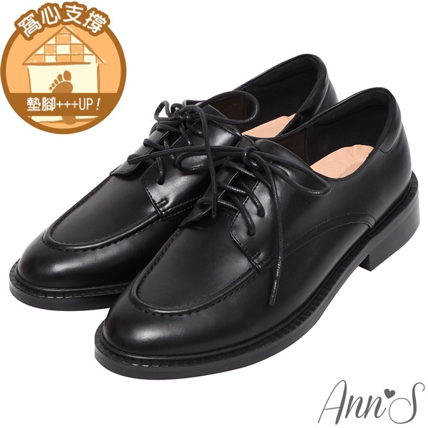 Ann’S捨去繁華-輕量Q彈綁帶樂福鞋3.5cm-黑