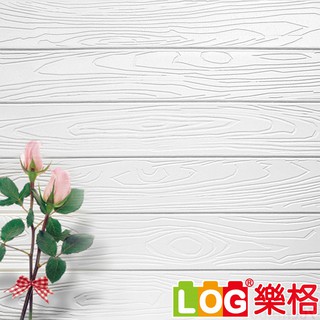 LOG 樂格 3D立體 深凹木皮紋防撞 美飾牆貼 (純白色60X70cm)
