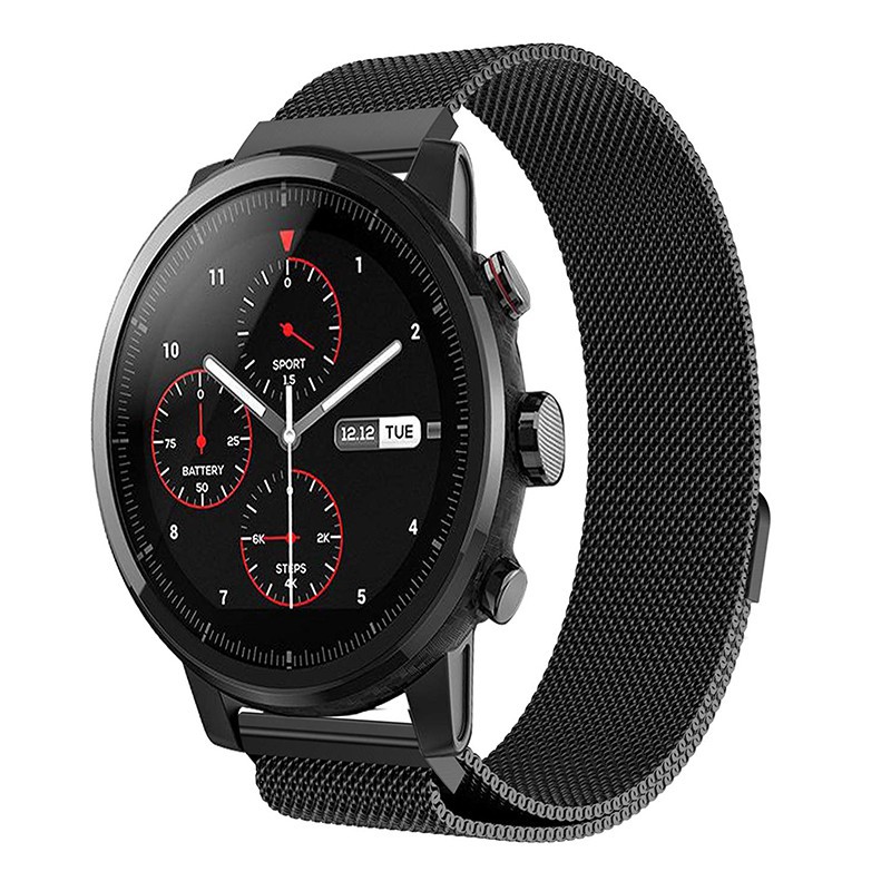 現貨 華米手錶2/2S 金屬米蘭尼斯磁吸替換錶帶 22mm Amazfit華米Stratos 2智能手錶替換腕帶 小米