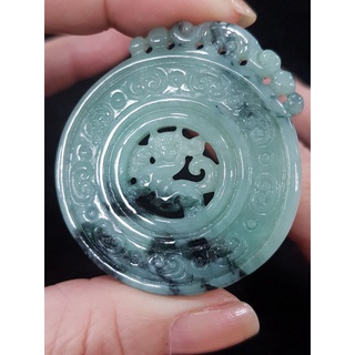 天然緬甸玉A貨翡翠 細糯 鏤空仿古 龍牌 圓牌 龍牌吊飾 吊墜 掛墜