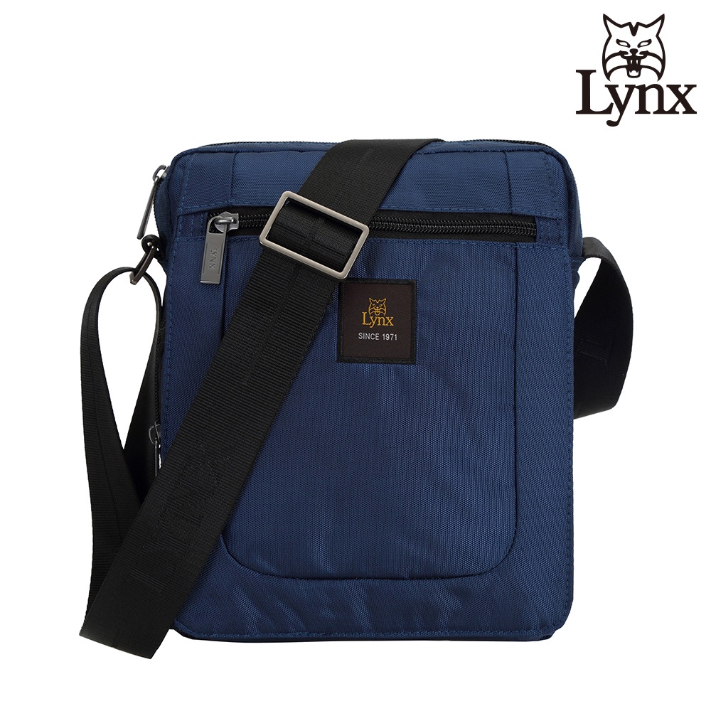 【Lynx】美國山貓旅行休閒多隔層機能小直式側背包布包(深藍色) LY39-2N71-39