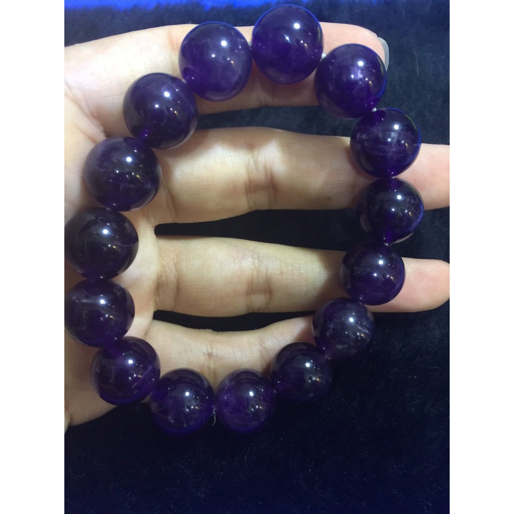 紫水晶 烏拉圭 手珠 大咪  14mm  高品項 紫到發黑