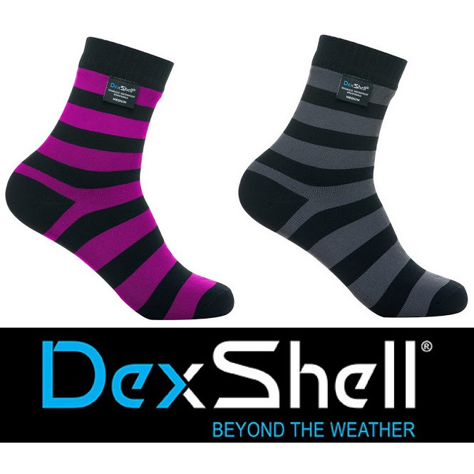 【仁維生活】Dexshell Ultralite Bamboo 低筒-竹炭纖維條紋防水襪 黑/灰色 黑/紅色