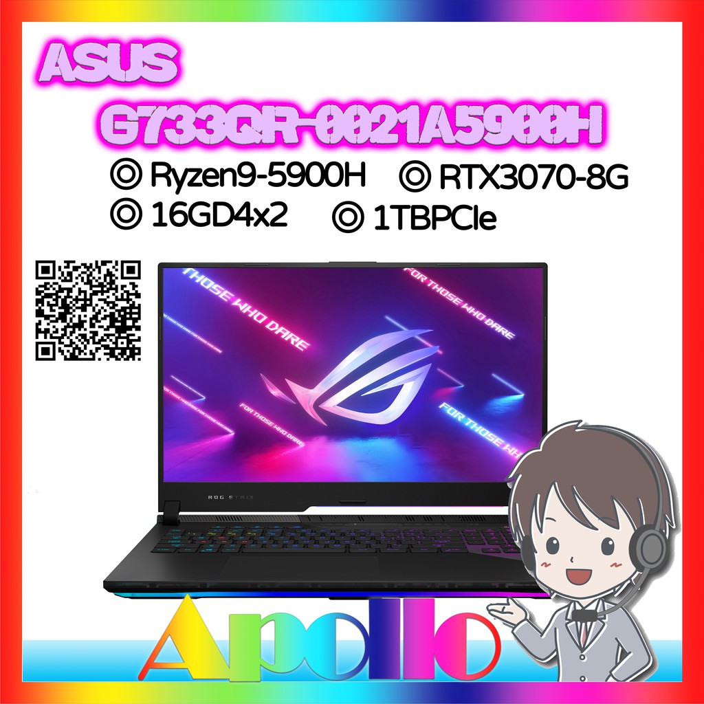 ASUS G733QR 0021A5900H Ryzen9 5900H 16GD4x2 1TBPCIe RTX3070