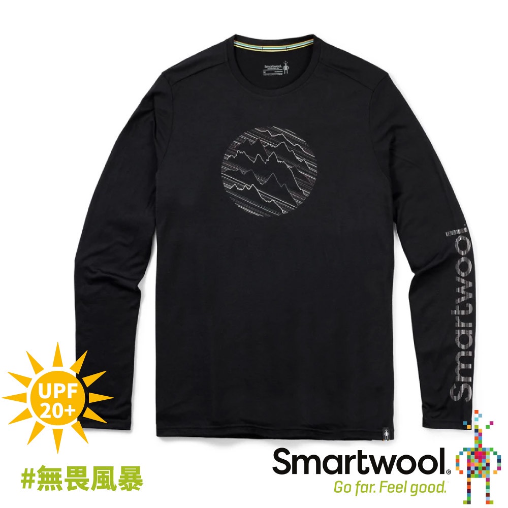 【SmartWool 美國 男 Merino Sport 150塗鴉長袖T恤《無畏風暴/黑》】SW016574/薄長袖